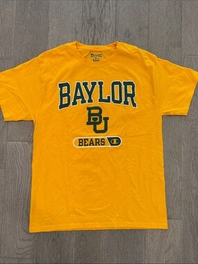 Baylor University Bears Champion Short Sleeve Crew Neck Mens M Gold Green Shirt